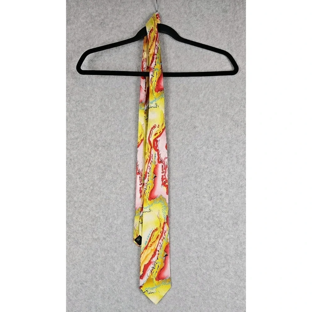 J. Garcia Capillaries Silk Tie Grateful Dead Mens Yellow Red Collection Abstract